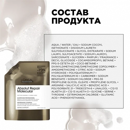 L'Oreal Professionnel  Absolut Repair Molecular Шампунь (рефил) 500мл